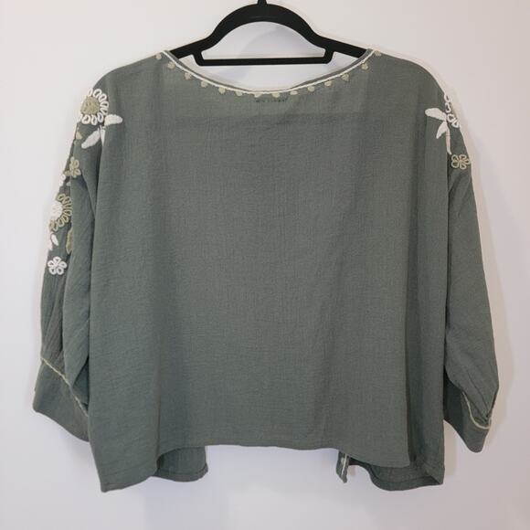 Yibel NWT Artisan‎ Handmade Embroidered 3/4 Sleeve Cardigan - Picture 2 of 7